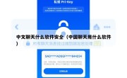 中文聊天什么软件安全（中国聊天用什么软件）