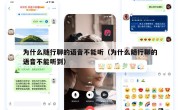 为什么随行聊的语音不能听（为什么随行聊的语音不能听到）
