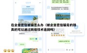 在企业密信被骗怎么办（被企业密信骗走的钱真的可以通过网络技术追回吗）