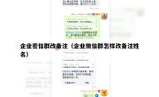 企业密信群改备注（企业微信群怎样改备注姓名）