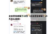 企业密信被骗了24万（企业密信被骗了24万怎么追回）