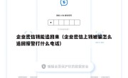 企业密信钱能追回来（企业密信上钱被骗怎么追回报警打什么电话）